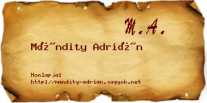 Mándity Adrián névjegykártya
